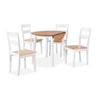 Salle à Manger 3 pcs MDF et Hévéa Blanc Table et Chaises à Manger vidaXL