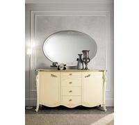 Salle à manger Beige Table de salle à manger 4x chaises Commode Vitrine Groupe Meubles 7pcs