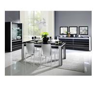 PRICE FACTORY just for you Salle à Manger complète Lina Noire et Blanche avec LED