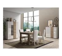 Salle à manger complète moderne bois et blanc SIA