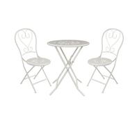 Salle à manger de jardin pliante en métal façon fer forgé - une table D.60 cm et 2 chaises - Blanc - GUERMANTES de MYLIA