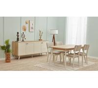 Salle à manger de luxe ensemble de meubles en bois 6pcs table à manger + 4x chaises ensemble de salle à manger buffet
