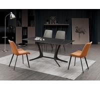 Salle à manger de luxe table colonnes tables groupe 5pcs. ensemble chaise inclinable fauteuil