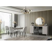 Salle à manger élégante Ensemble de salle à manger Designer Table 4x Chesterfield Chaises 5pcs
