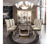 Salle à manger ensemble 6x chaises table groupe repas vitrine table 7pcs