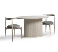 Salle à manger Ensemble complet table et chaises 3pcs Beige Design Ovale