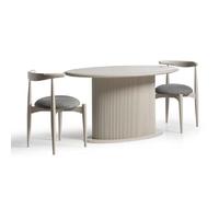 Salle à manger Ensemble complet table et chaises 3pcs Beige Design Ovale