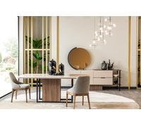 Salle à manger Ensemble complet table et chaises 9pcs Beige Coin repas