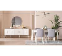 Salle à manger Ensemble de 9 pièces Coin repas Blanc Bois Grand JVmoebel