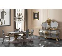 Salle à manger Ensemble de chaises en bois 11pcs Gris Baroque Sideboard