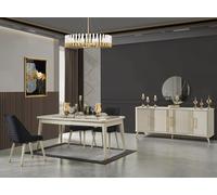 Salle à manger Ensemble de salle à manger Table 6x chaises Commode Miroir Table 9pcs.