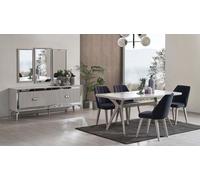 Salle à manger Ensemble extensible Moderne 9pcs Gris Bois JVmoebel