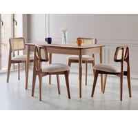 Salle à manger Ensemble extensible Table de salle à manger 4x chaises Luxe Set Marron Groupe de salle à manger 5pcs