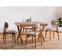 Salle à manger Ensemble haut de gamme Table 4x chaises Design Meubles modernes Marron