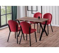 Salle à manger Ensemble haut de gamme Table 4x chaises Design Meubles modernes Marron
