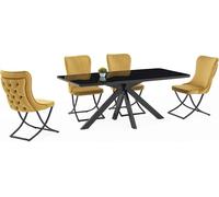 Salle à manger Ensemble haut de gamme Table 4x chaises Design Meubles modernes Noir
