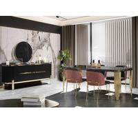 Salle à manger Ensemble noir Table de salle à manger Chaises Buffet 6pcs JVmoebel