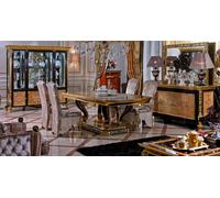 Salle à manger Ensemble table + 6 chaises Ensemble de tables Siège dossier Baroque Rococo