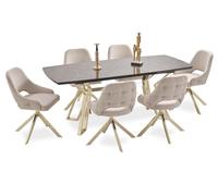 Salle à manger exclusive Set Designer Table à manger de luxe 6x Chaises rembourrées
