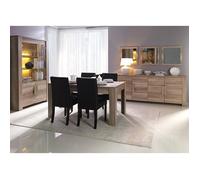 PRICE FACTORY just for you Salle à Manger Farra : Buffet, vitrine, 3 miroirs et Table avec LED