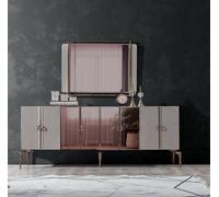 Salle à manger moderne Ensemble composé d'un buffet élégant et d'un miroir 2pcs