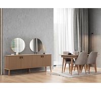 Salle à manger moderne Ensemble composé d'une table de salle à manger design 4x chaises buffet 6pcs.