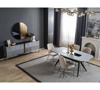 Salle à manger moderne gris Ensemble de meubles en bois de luxe Table de salle à manger Sideboard