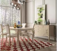 Salle à manger Set 6pcs. table de salle à manger 4x chaises sideboard groupe garniture beige JVmoebel