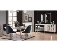Salle à manger Set 7pcs 1xTable à manger + 4хchaises + 1xSideboard + 1xMiroir JVmoebel
