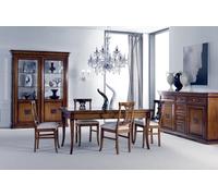 Salle à manger Set 7pcs. table à manger chaises commode vitrine groupe garniture bois brun