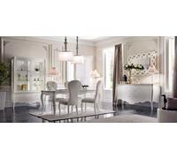 Salle à manger Set 8pcs. Table de salle à manger 4x chaises Buffet Miroir Garniture Blanc