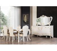 Salle à manger Set 9pcs. Luxe Garniture Table 6x Chaises Buffet Miroir Nouveau Meuble