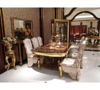 Salle à manger Set Garniture Vitrine Table 6x Chaise Commode Miroir Groupe Baroque Nouveau