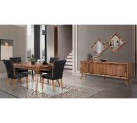 Salle à manger Set Table de salle à manger 4 chaises Buffet Tables Bois Design Groupe Garniture 6pcs