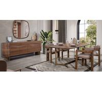 Salle à manger Set Table de salle à manger 4x Chaises Commode Miroir Set Moderne Marron Groupe de repas