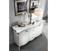 Salle à manger Set Table de salle à manger 4x Chaises Commode Vitrine Groupe Garniture Blanc Nouveau 7pcs.