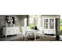 Salle à manger Table de salle à manger Chaise Commode Vitrine Groupe de tables en bois Lux Set 7tlg.