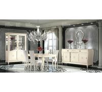 Salle à manger Table de salle à manger Chaise Commode Vitrine Table de groupe en bois Italy Set 7pcs