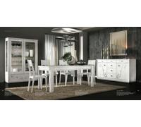 Salle à manger Table de salle à manger Chaise Commode Vitrine Table groupe de tables en bois Set 7pcs.