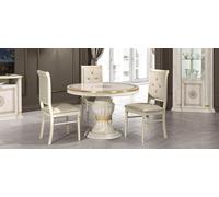 Salle à manger Table de salle à manger Chaise Ronde Groupe Garniture Bois Tables Classiques Set 4pcs.