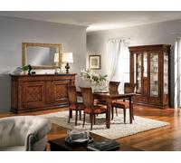 Salle à manger Table de salle à manger Chaises Commode Vitrine Groupe Garniture Bois Marron 7 pcs. Set