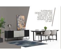 Salle à manger Table et chaises 8 pièces bois noir Set Nouveau JVmoebel
