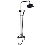 Salle Bain Murale Pluasfall Buse Contrôle poignée Unique des Ensembles Robinet soupape céramique à Eau Chaude Froide, Ensemble de Douche en Bronze Noir