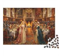 Salle Banquet Royal Puzzles 1000 Pièces Recy estin Médiéval Puzzle pour Personnes Âgées Accessoires Jeu Anniversaires Famille Amis Excellent Cadeau 38x26cm/1000pcs