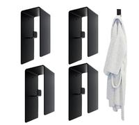 Salle de bain 4 pièces - Porte-papier toilette 10 cm | Crochets pour peignoirs noirs - 4 pcs. Crochets autocollants en acier inoxydable 304, sans perçage, résistants à la corosion pour salle de bain,