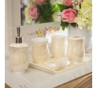 Salle De Bain 5 Pièces Maillot De Toilette Européen Fournitures De Salle De Bain Porte-Brosse à Dents Distributeur De Savon Porte-Savon Plateau De Tasse De Rinçage, B