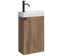 Salle de Bain Apollo Meuble de Toilette 40 x 22 cm - Chêne Marron - Meuble de Fontaine avec Lavabo