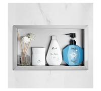 Salle de bain Douche Niche Organisateur Étagères étanches en acier inoxydable Stockage Alcove intégré pour Shampooing Articles de toilette Idéal pour la maison Chambre Salon, Argent-23,5 x 35 x 8 cm M