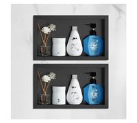 Salle de bain Douche Niche Organisateur Étagères étanches en acier inoxydable Stockage Alcove intégré pour Shampooing Articles de toilette Idéal pour la maison Chambre Salon, Noir-2 PCS-23.5x35x8CM