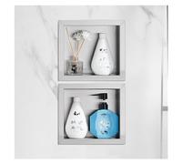 Salle de bain Douche Niche Organisateur Étagères étanches en acier inoxydable Stockage Alcove intégré pour Shampooing Articles de toilette Idéal pour la maison Chambre Salon, Argent-2 PCS